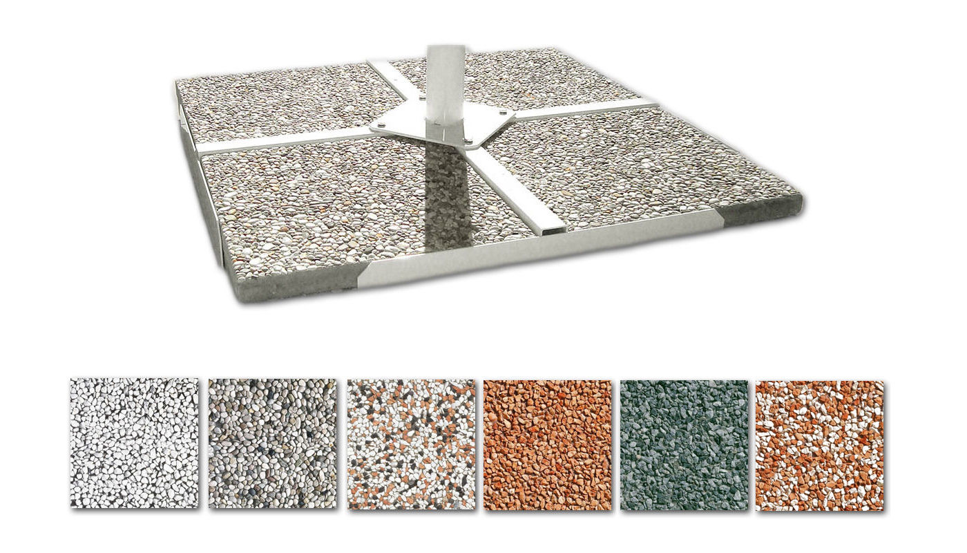 Base in cemento per ombrelloni lastre in marmo e ghiaia 14 kg 40x40 cm