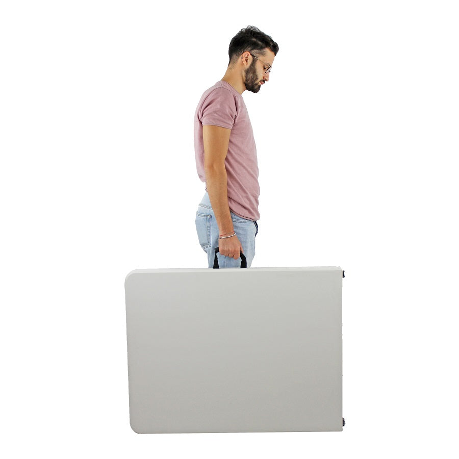 Tavolo pieghevole a valigetta 180x75xH74 cm Camping Bianco