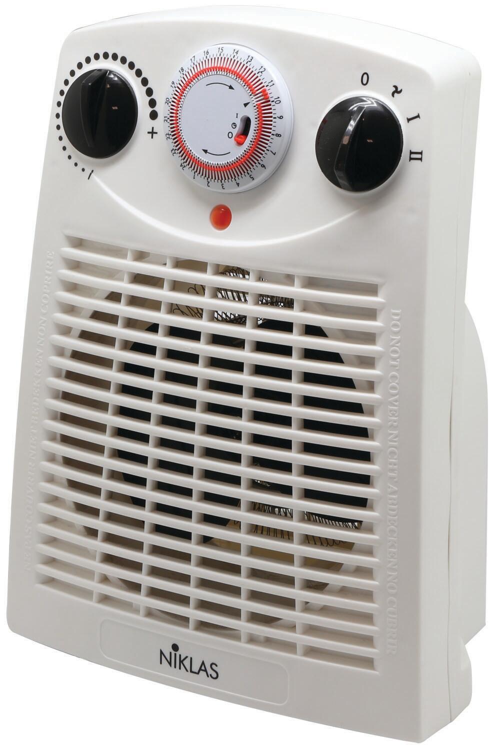 Termoventilatore caldobagno scaldino verticale bianco timer 2000 W NIKLAS