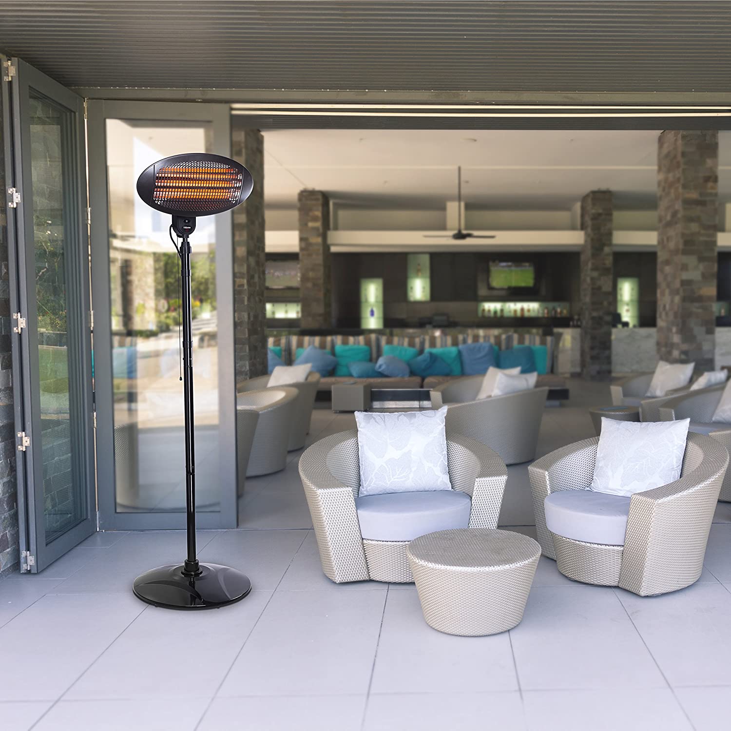 Stufa riscaldatore alogena elettrica su piantana Niklas Raggio di Sole