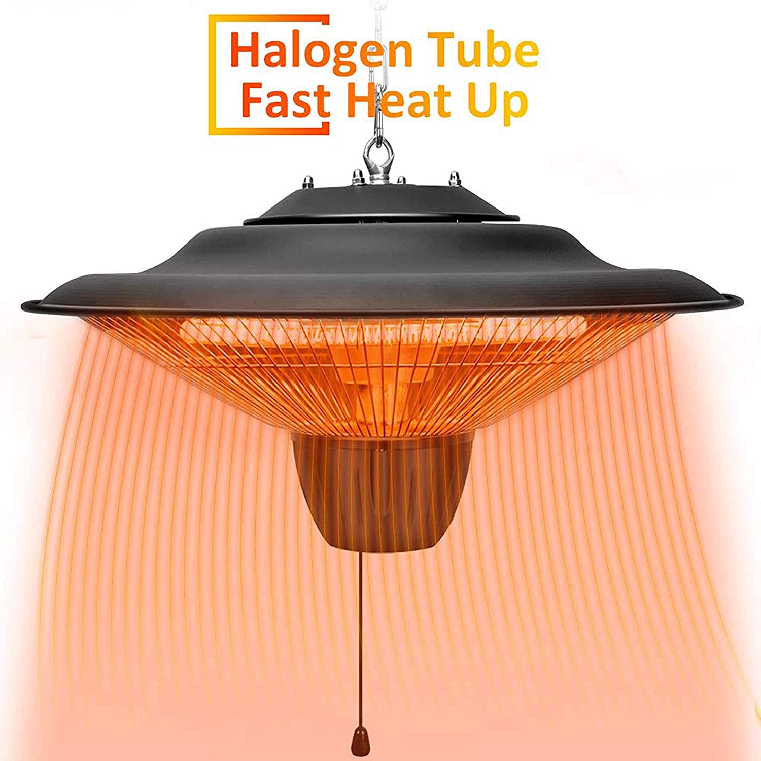 Stufa alogena elettrica da soffitto 1500 W Raggio di Sole Ufo Niklas