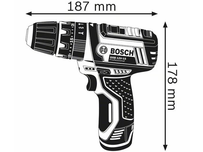 Trapano avvitatore a percussione 12V Bosch professional 2 batterie GSB 12V-15