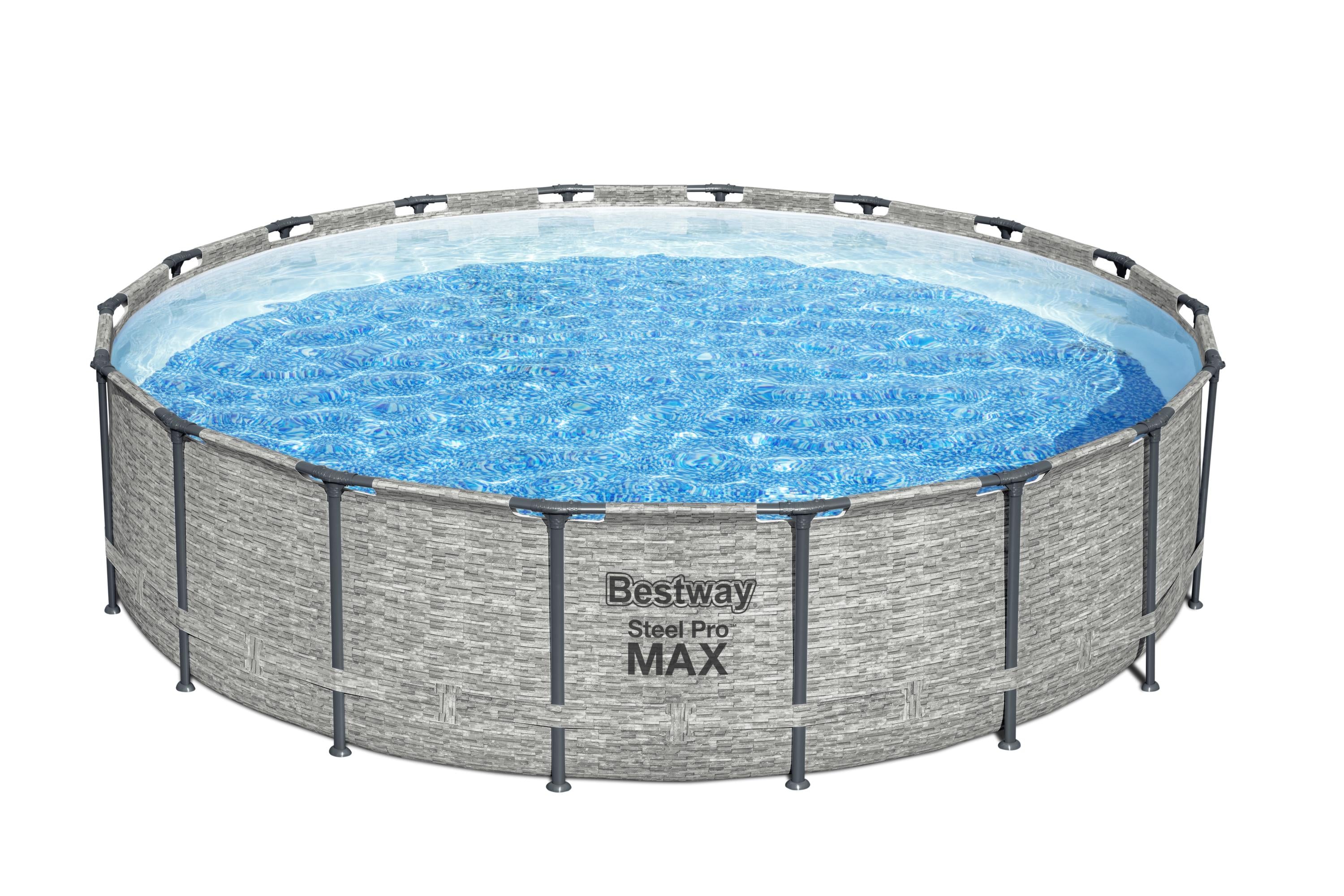 Piscina con struttura rotonda Steel Pro MAX effetto pietra 549x122 cm Bestway 5618Y