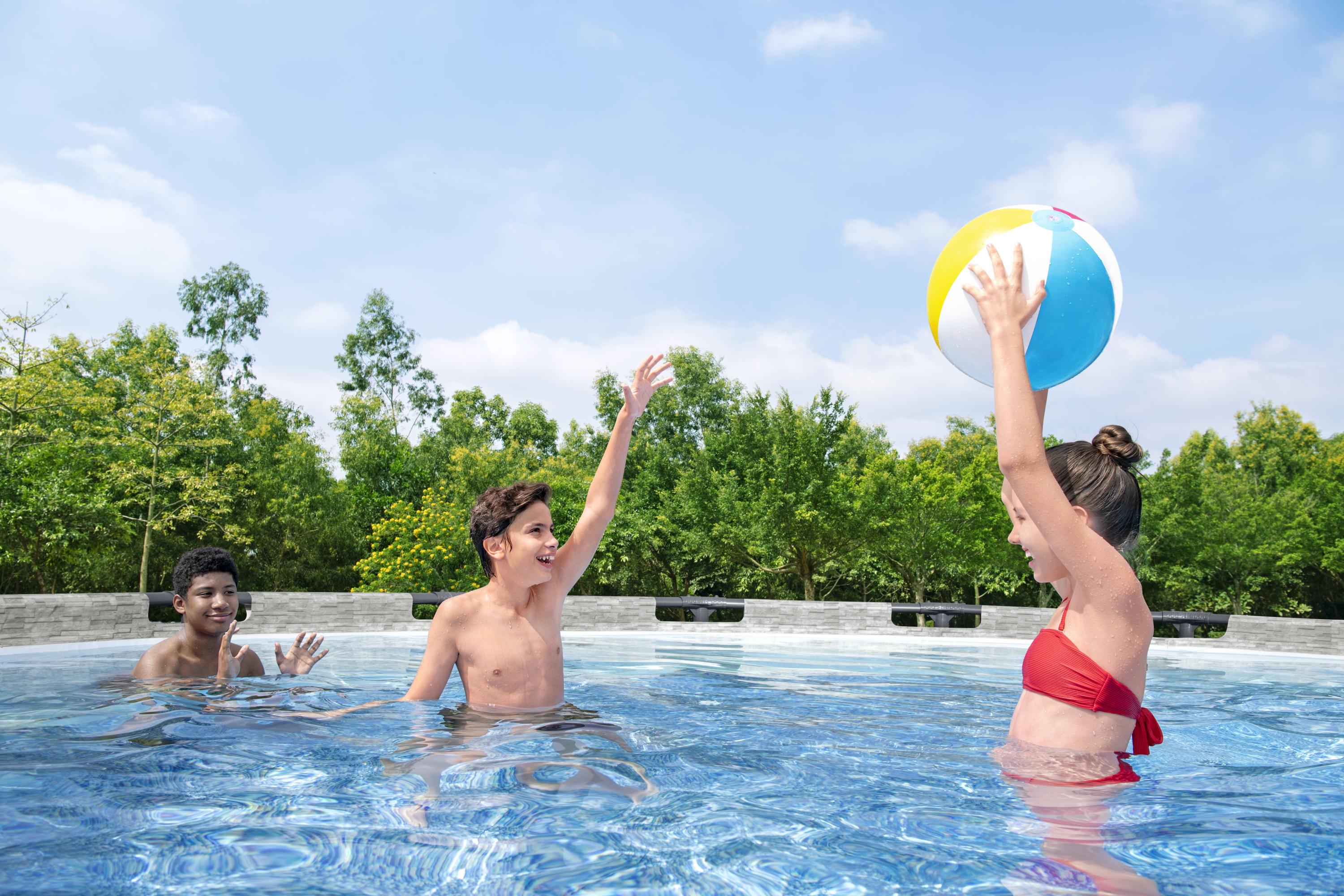 Piscina con struttura rotonda Steel Pro MAX effetto pietra 549x122 cm Bestway 5618Y