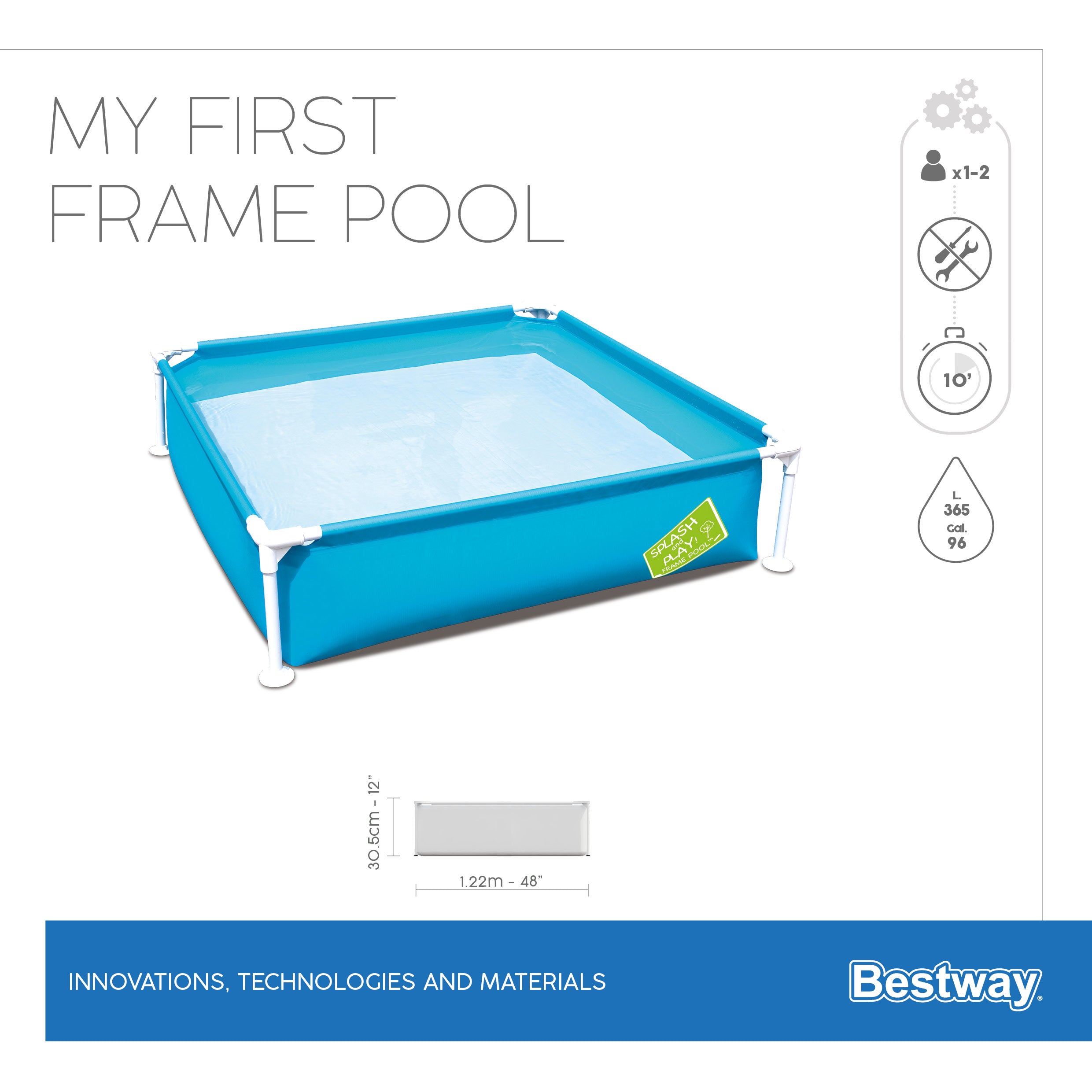 Piscina quadrata con struttura metallica Baby la mia prima Bestway 56217