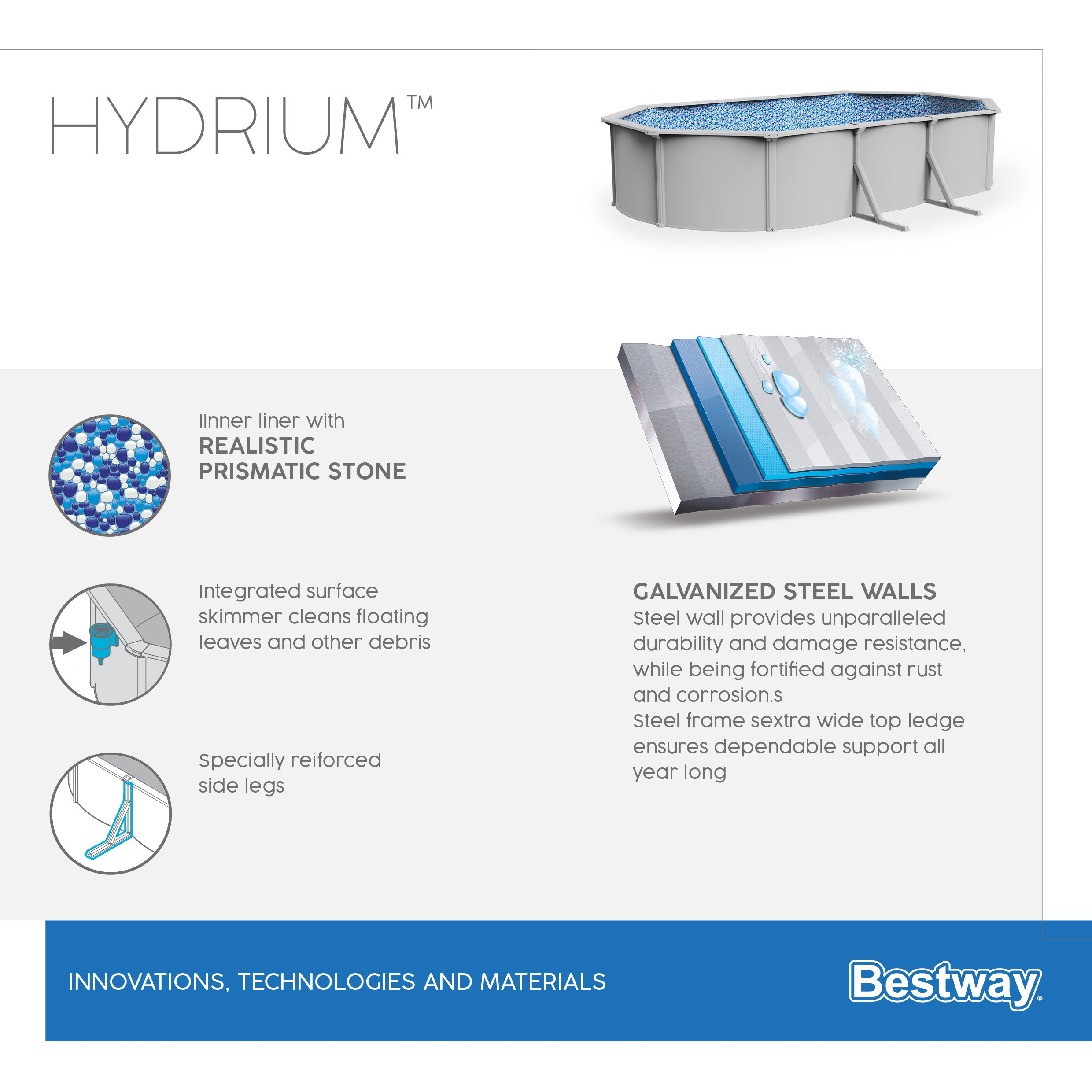 Piscina fuori terra ovale Hydrium 610x360x120 cm Bestway 56369