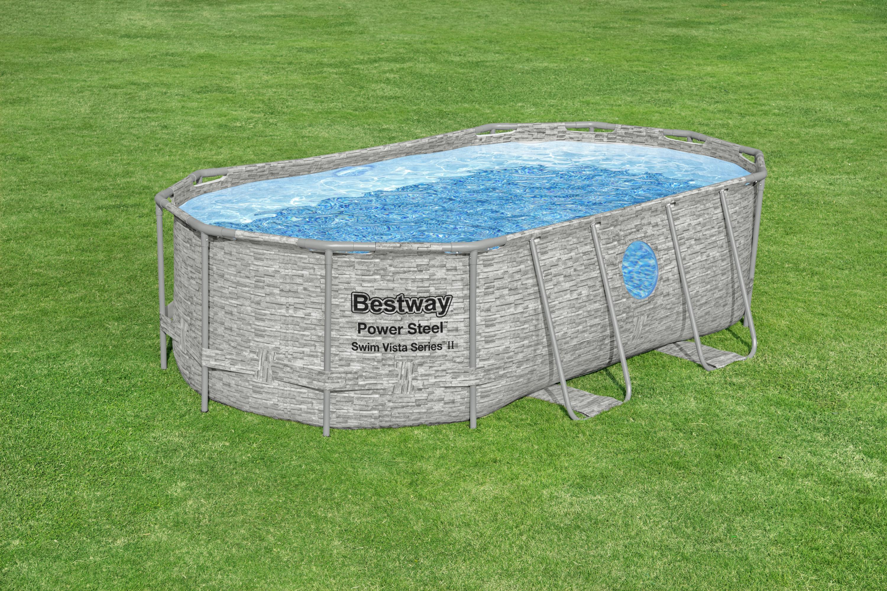 Piscina Power Steel Swim Vista Series II Ovale effetto marmo con Oblò Bestway 56714
