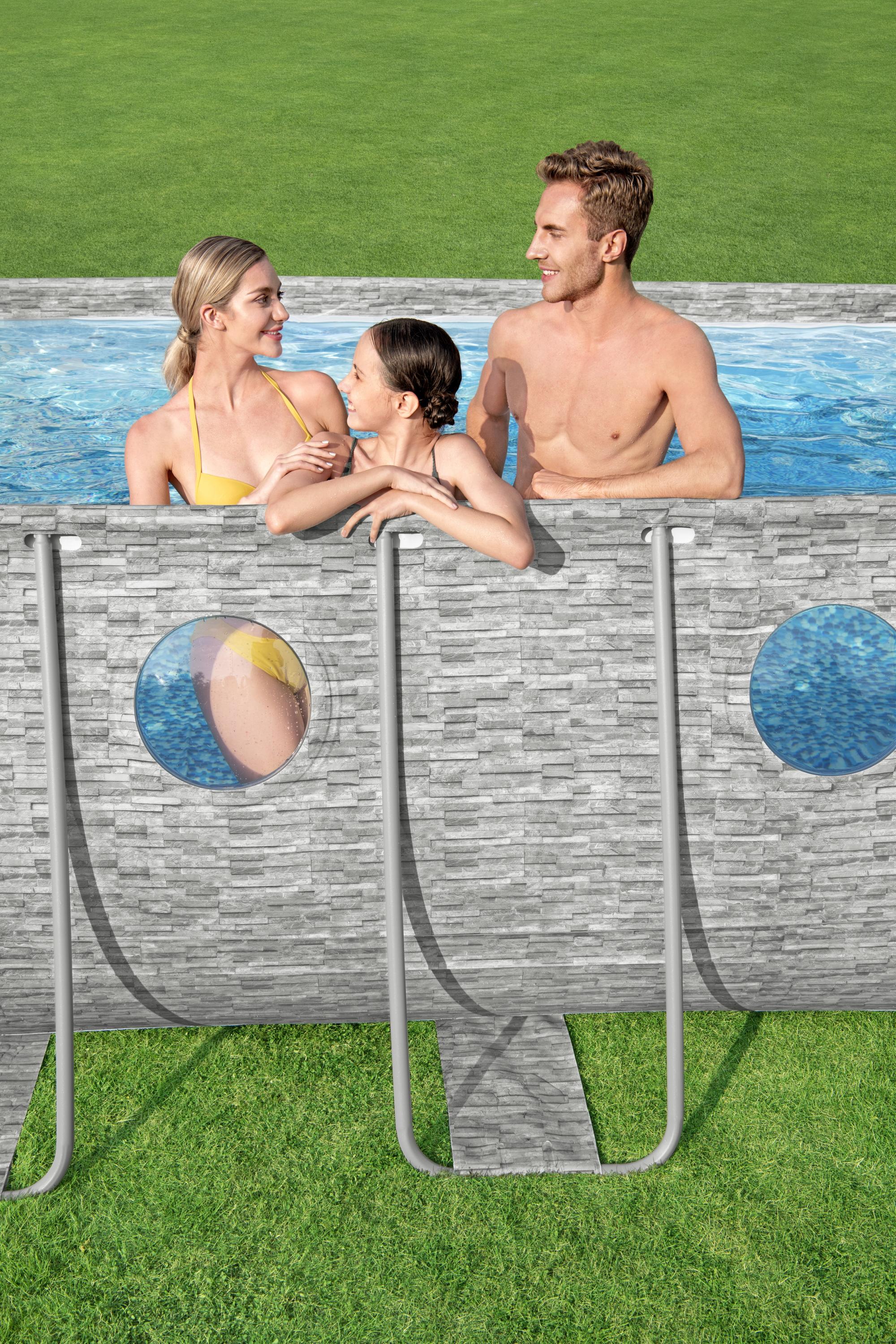 Piscina Ovale rattan con Oblò Power Steel Swim Vista 549x274x122 cm Bestway 56716