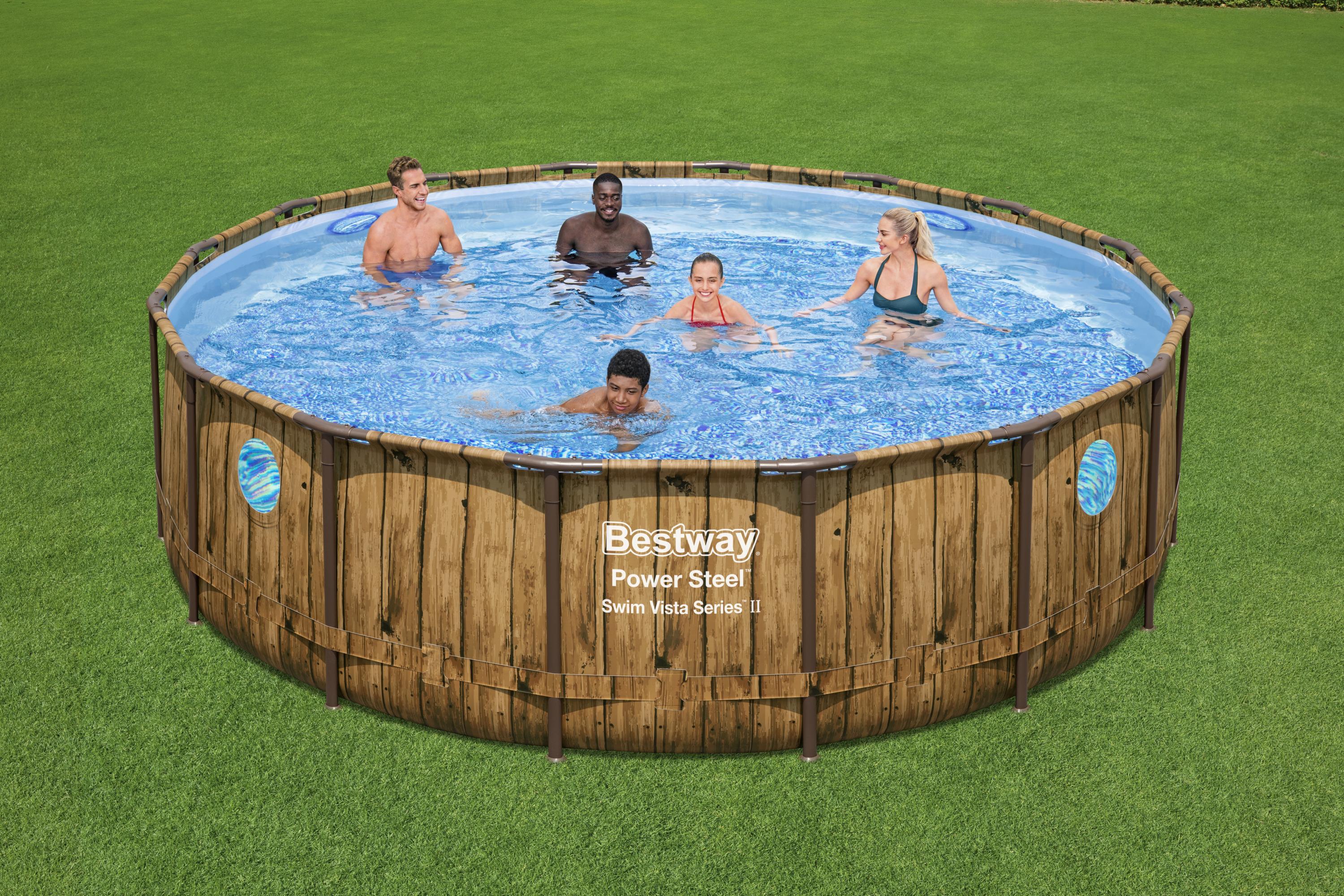 Piscina tonda Power Steel Swim Vista Series Con Oblò 488X122 Bestway 56725