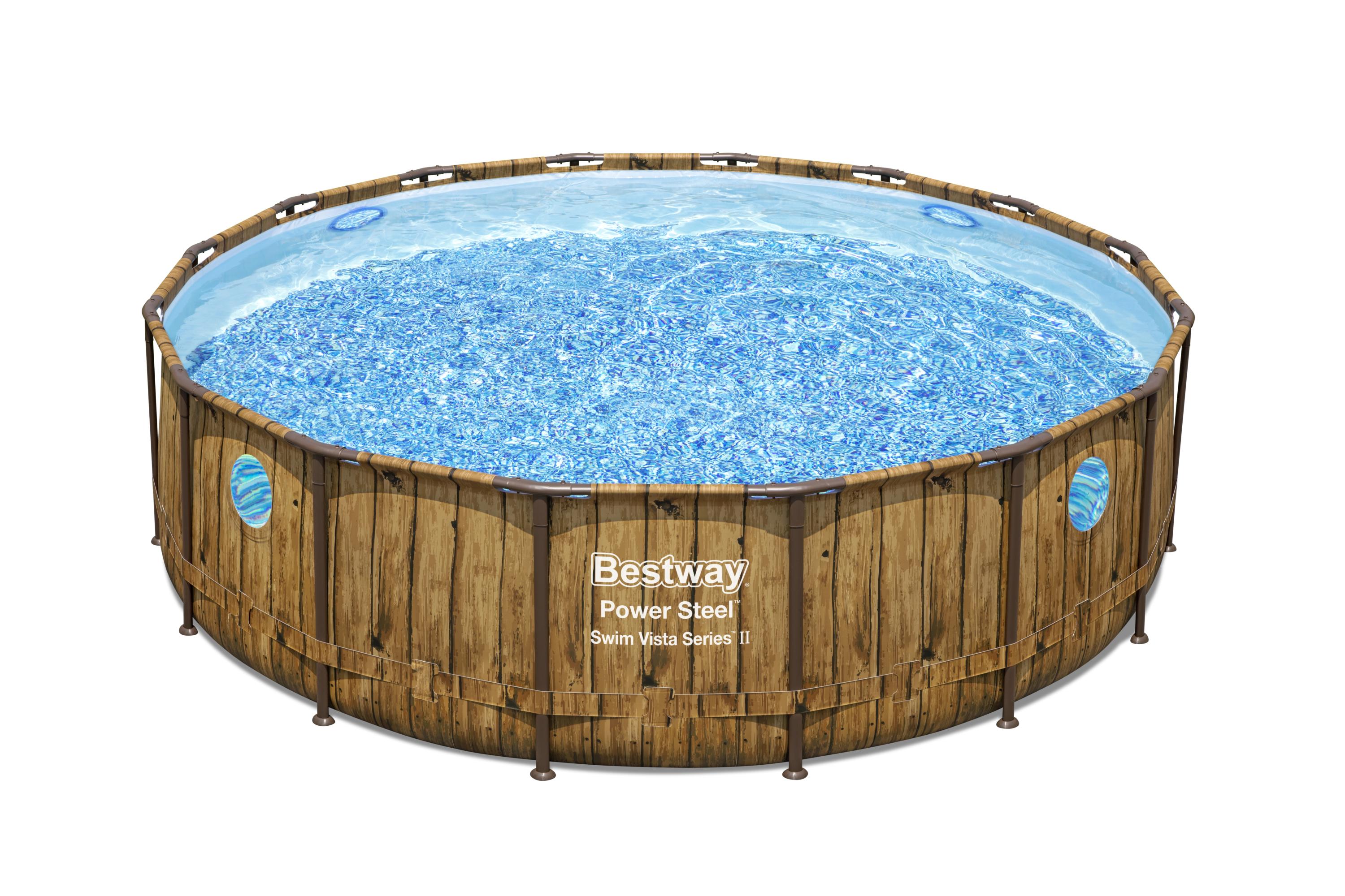 Piscina tonda Power Steel Swim Vista Series Con Oblò 488X122 Bestway 56725