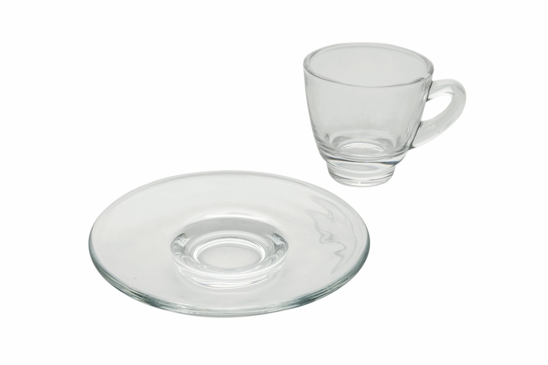 Set 6 tazzine in vetro da caffè con piattino 57 ml Glass