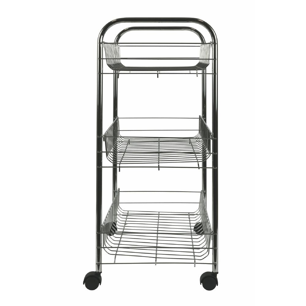 Carrello da cucina con ruote, 3 ripiani, in metallo cromato 40x26xh.62 cm