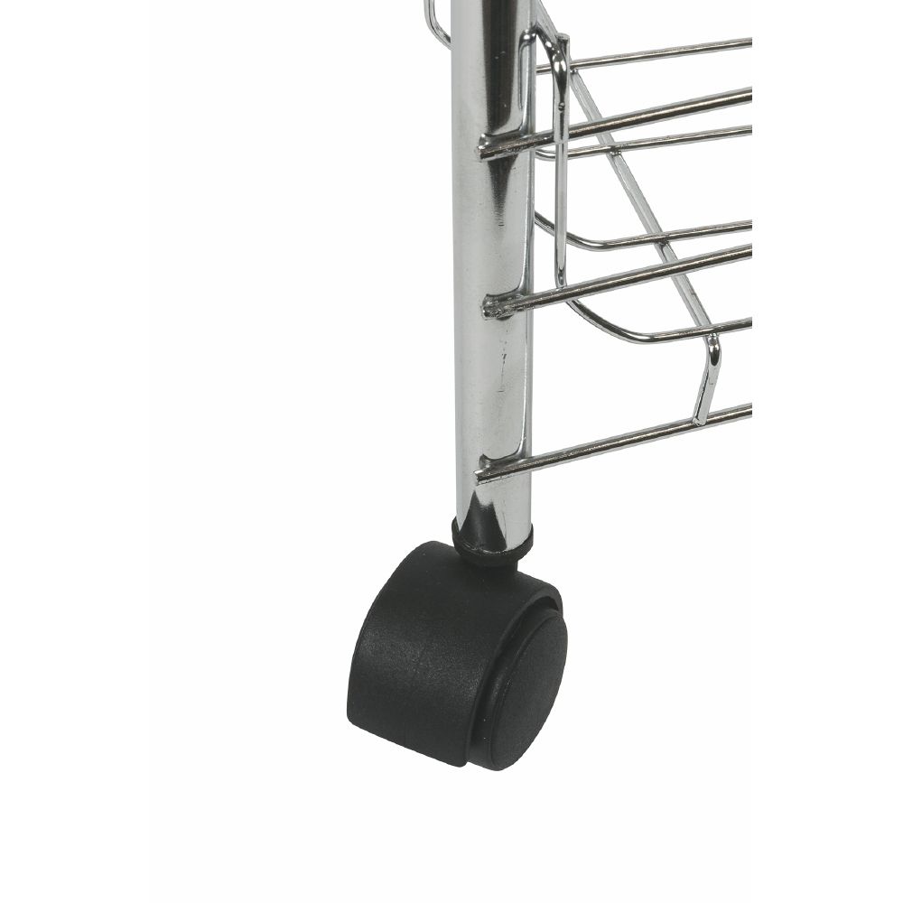 Carrello da cucina con ruote, 3 ripiani, in metallo cromato 40x26xh.62 cm