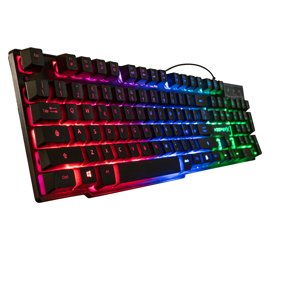 Set gaming mouse tappetino cuffie doppio splitter e tastiera meccanica con illuminazione colorata RGB KooperX