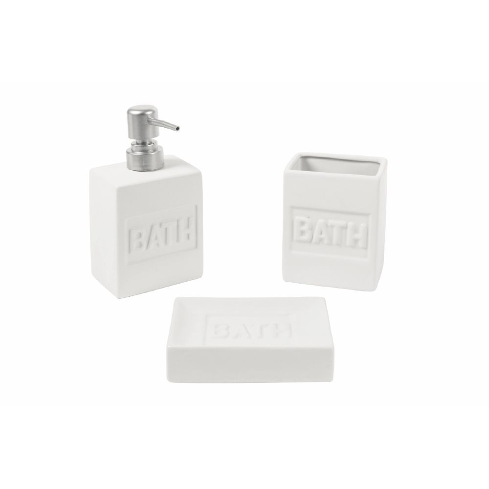 Set bagno 3 pezzi in ceramica bianca finitura matt