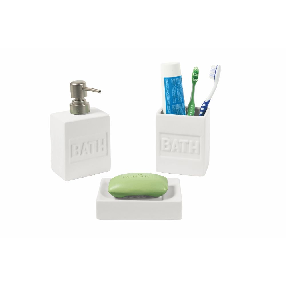 Set bagno 3 pezzi in ceramica bianca finitura matt