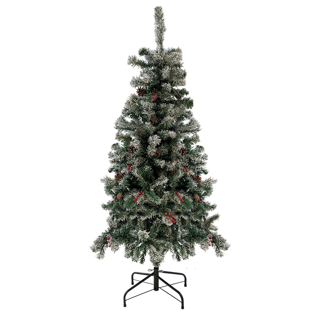 Albero di Natale innevato con pigne e bacche 350 rami h. 150 cm, Sestriere