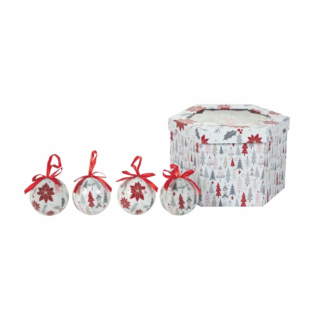 Set Scatola 14 palle di Natale con laccettodiametro 8 cm