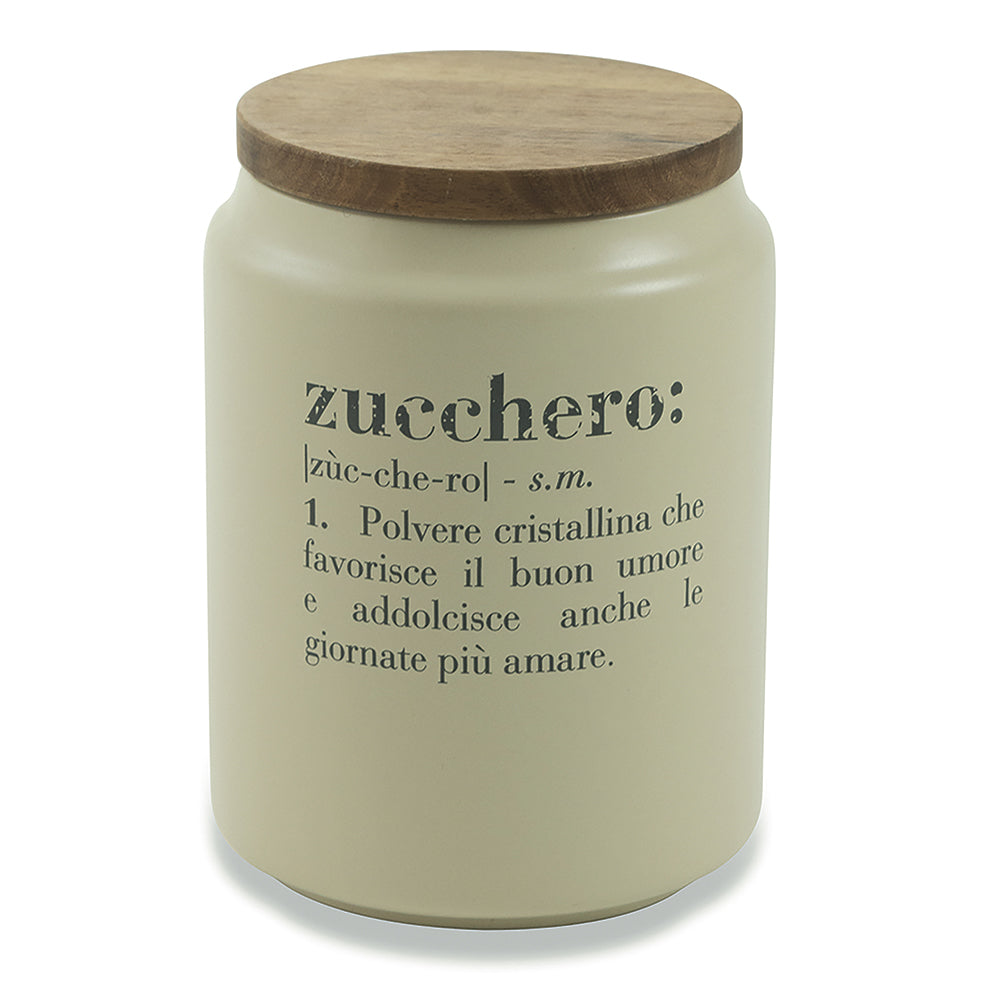 Barattolo zucchero 800 ml in gres, coperchio in bamboo, Victionary