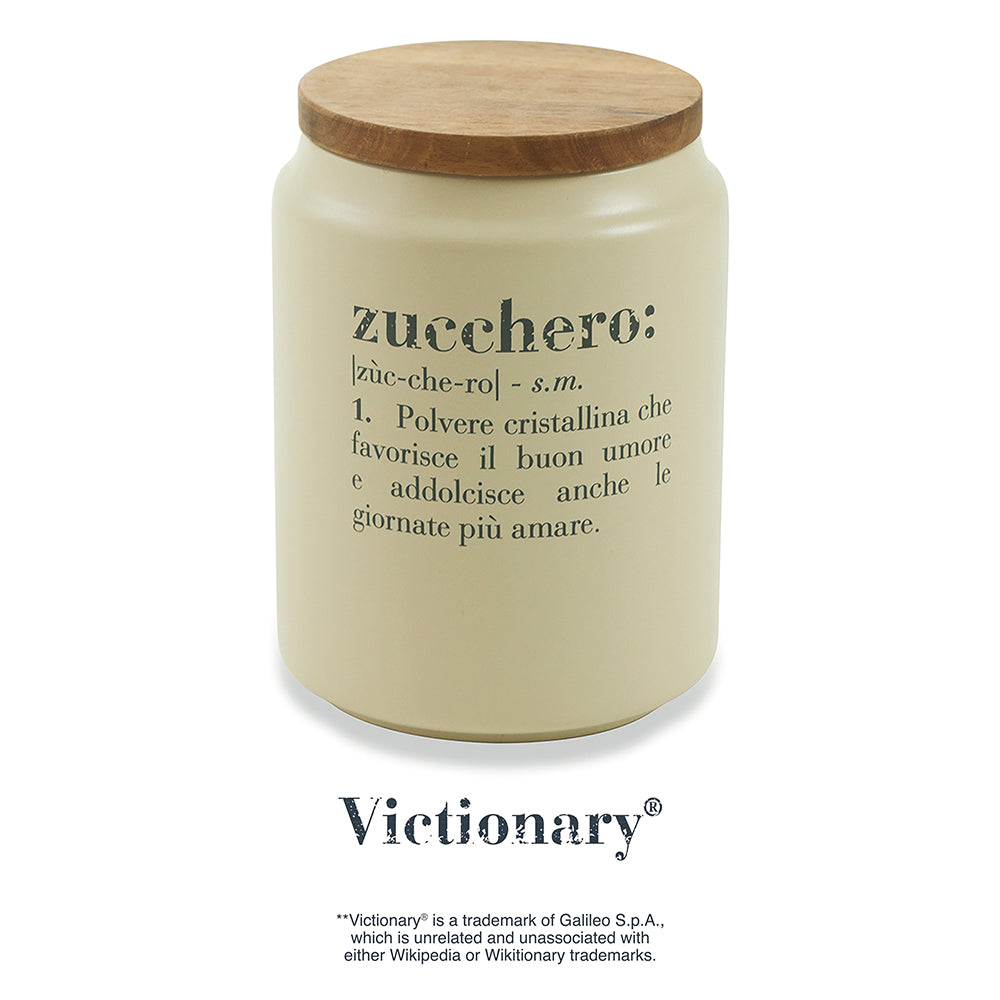 Barattolo zucchero 800 ml in gres, coperchio in bamboo, Victionary