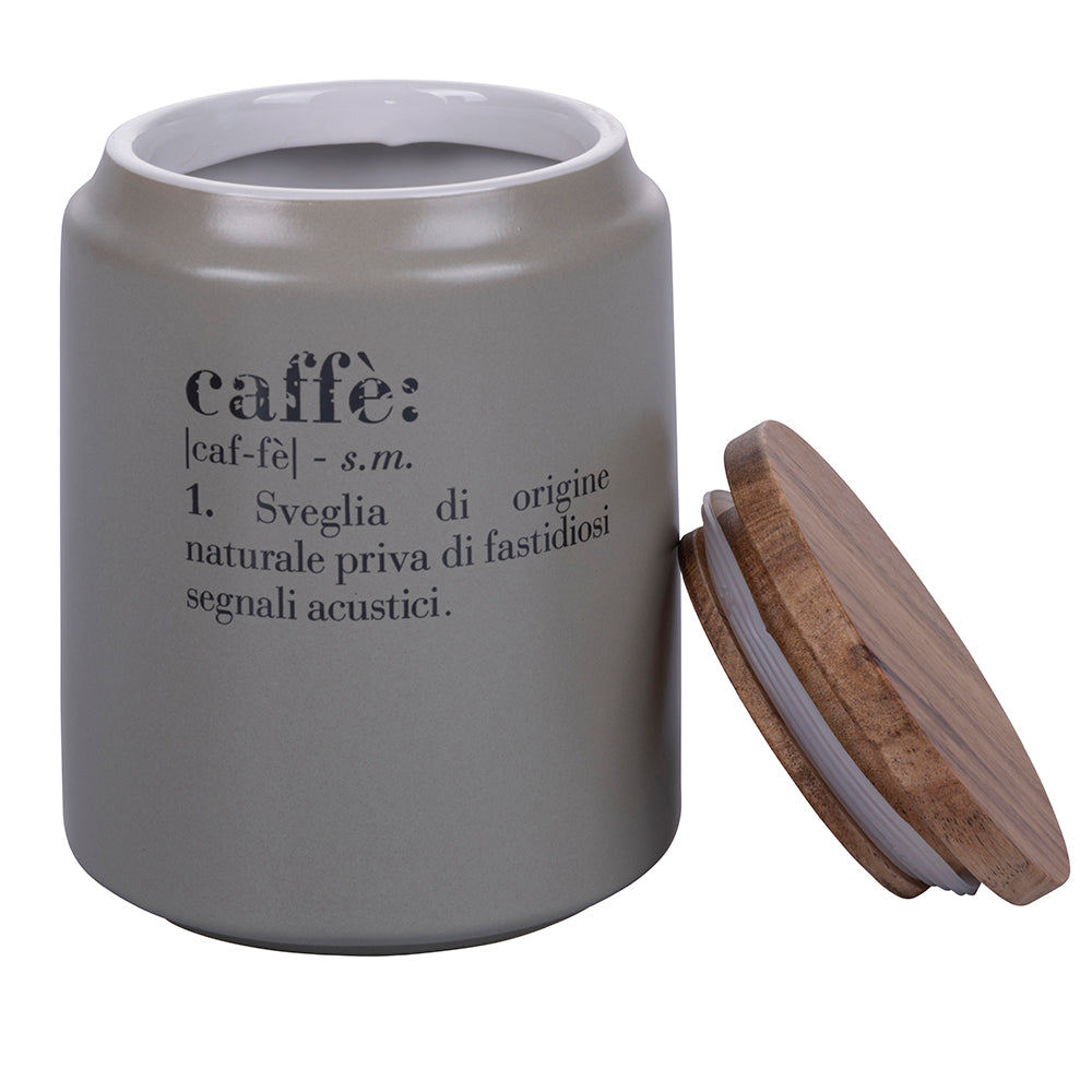 Barattolo caffè 800 ml in gres, coperchio in bamboo, Victionary