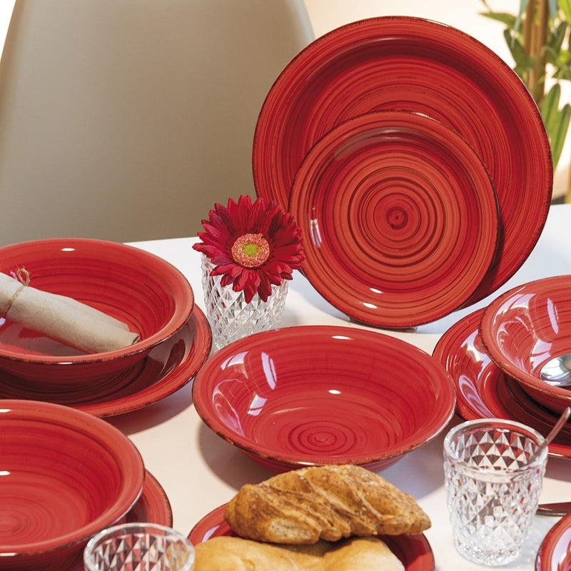 Piatti da portata in ceramica rossa 4 posti tavola servizio 12 pezzi D