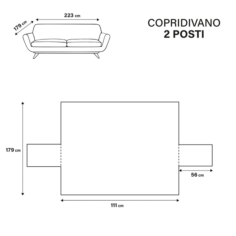 Copridivano 2 posti 223x179 cm antimacchia e traspirante, 4