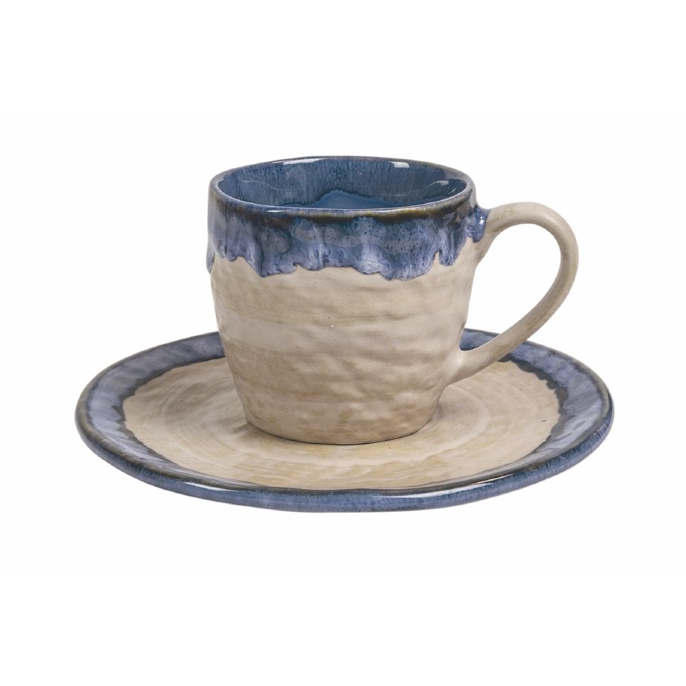 Set 6 tazzine caffè 90 ml con piattino in stoneware, Creta