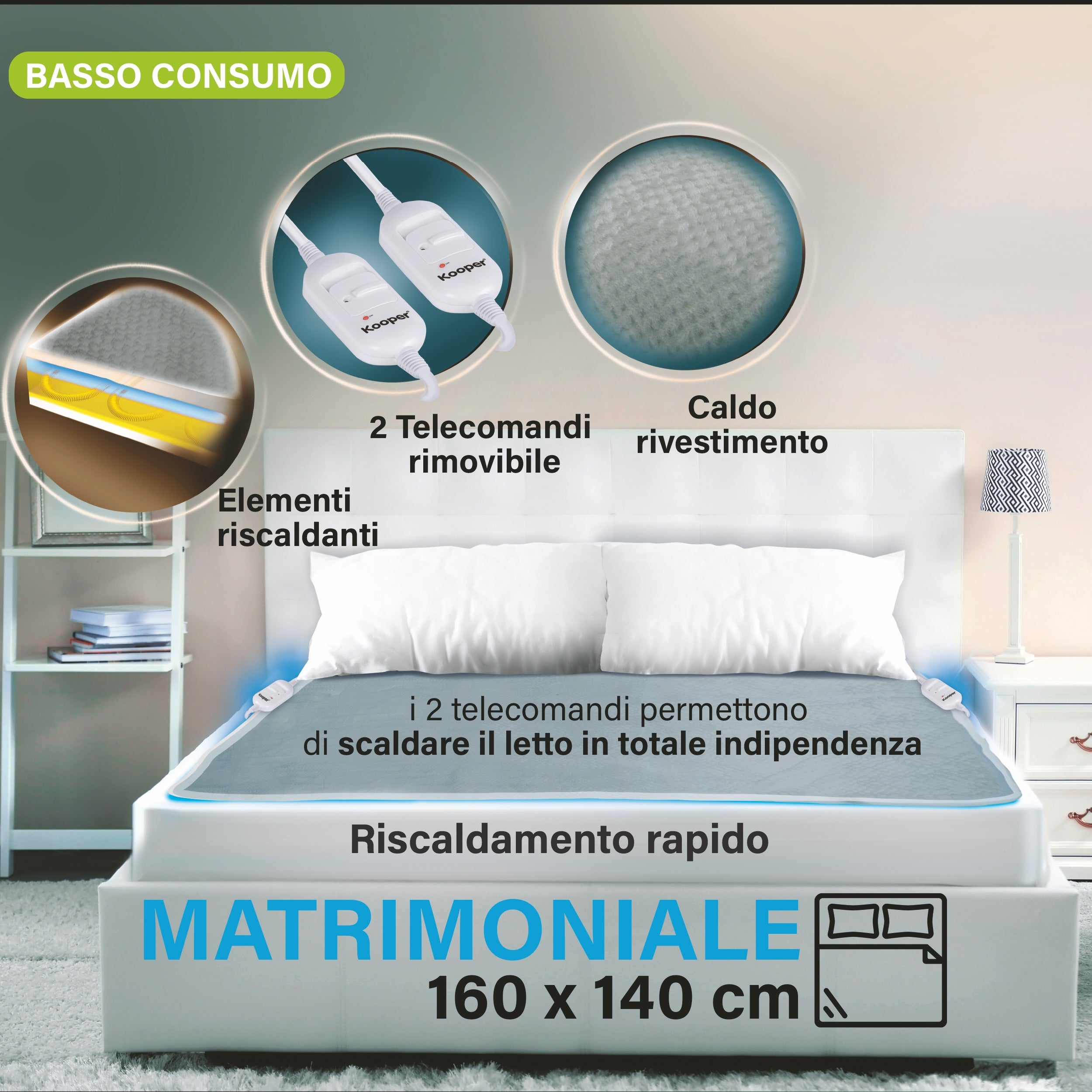 Termocoperta matrimoniale Pisolona  riscaldamento rapido  2 live