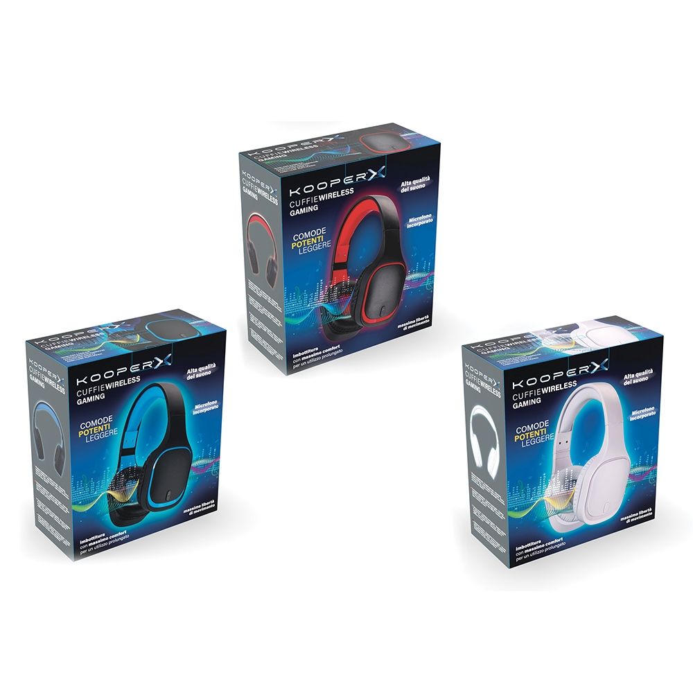 Cuffie da gaming on-ear wireless senza fili leggere e regolabili con imbottitura morbida per orecchie ed isolamento dei suoni esterni KooperX