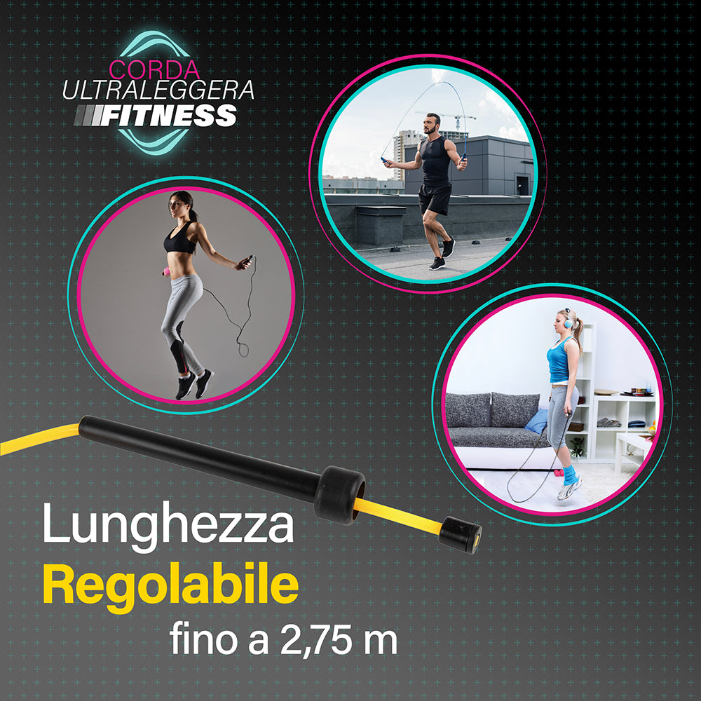 Corda ultraleggera fitness lunghezza regolabile fino a 2,75 m