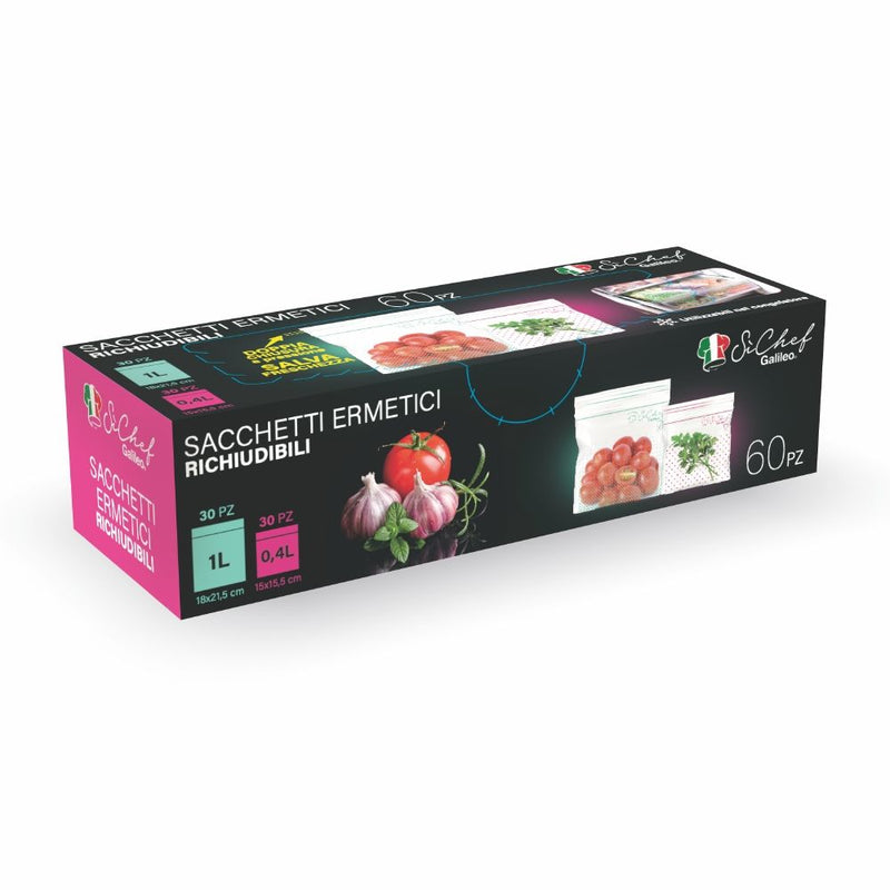 Buste ermetiche richiudibili 32 pezzi 26x32 cm SìChef – Briconess Business  Italia