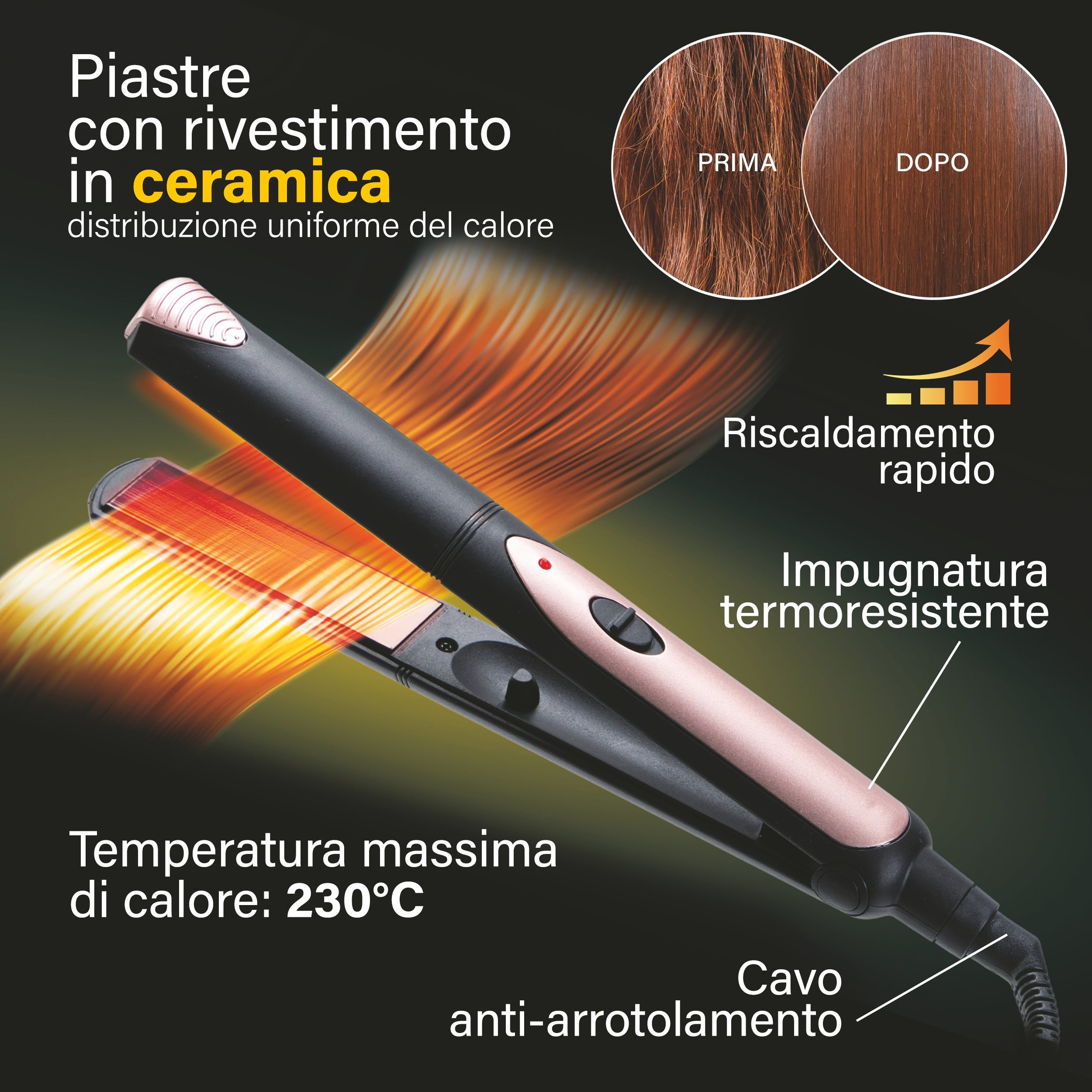 Piastra lisciante per capelli in alluminio