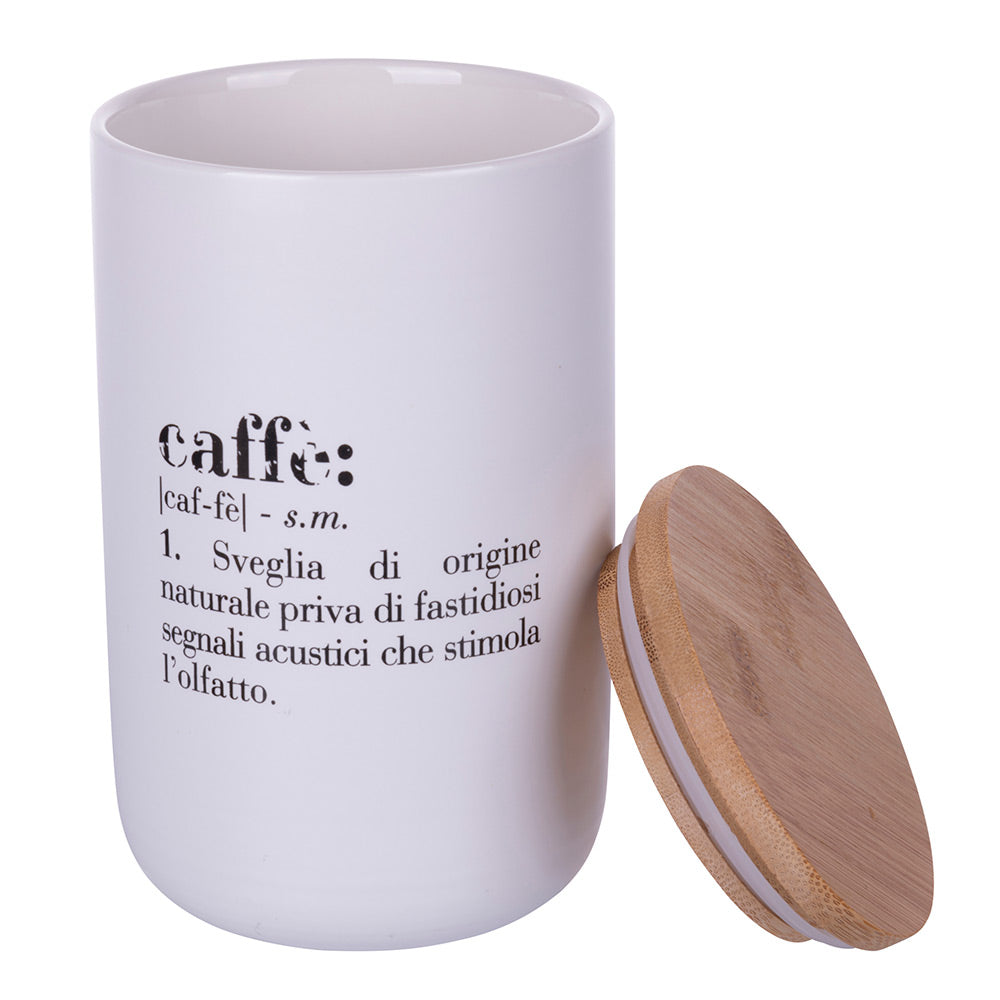 Barattolo caffè/coffee 750 ml, in new bone china,coperchio in bamboo, Victionary