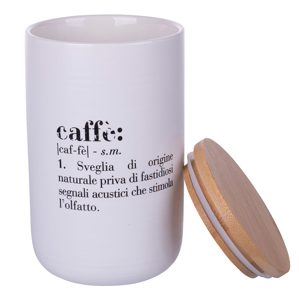 Set 3 barattoli sale, zucchero e caffè 750 ml, in new bone China, coperchio in bamboo,  Victionary Ocean