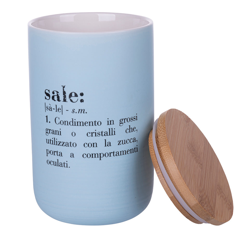 Set 3 barattoli sale, zucchero e caffè 750 ml, in new bone China, coperchio in bamboo,  Victionary Ocean