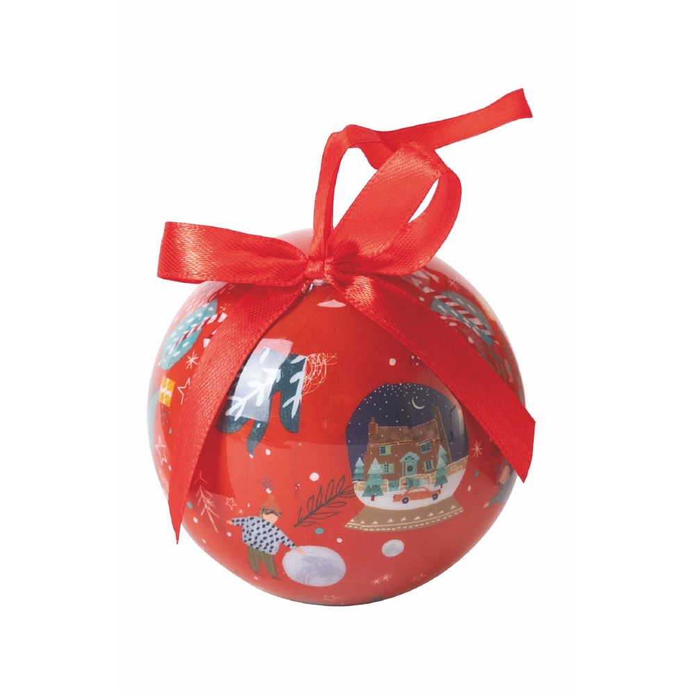 Scatola box 14 palle di Natale con laccetto diametro 7,5 cm, Santa's House