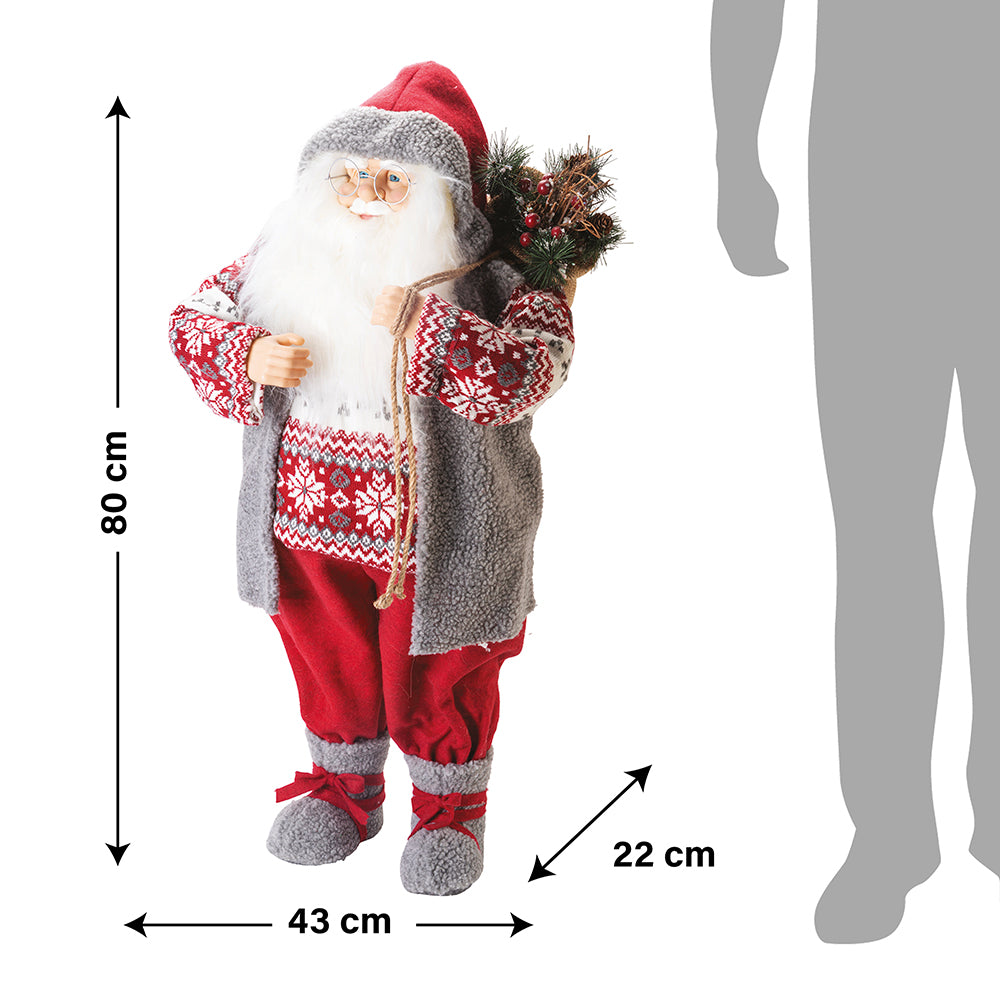 Babbo Natale 15 led cappotto in stoffa h. 80 cm, Xmas