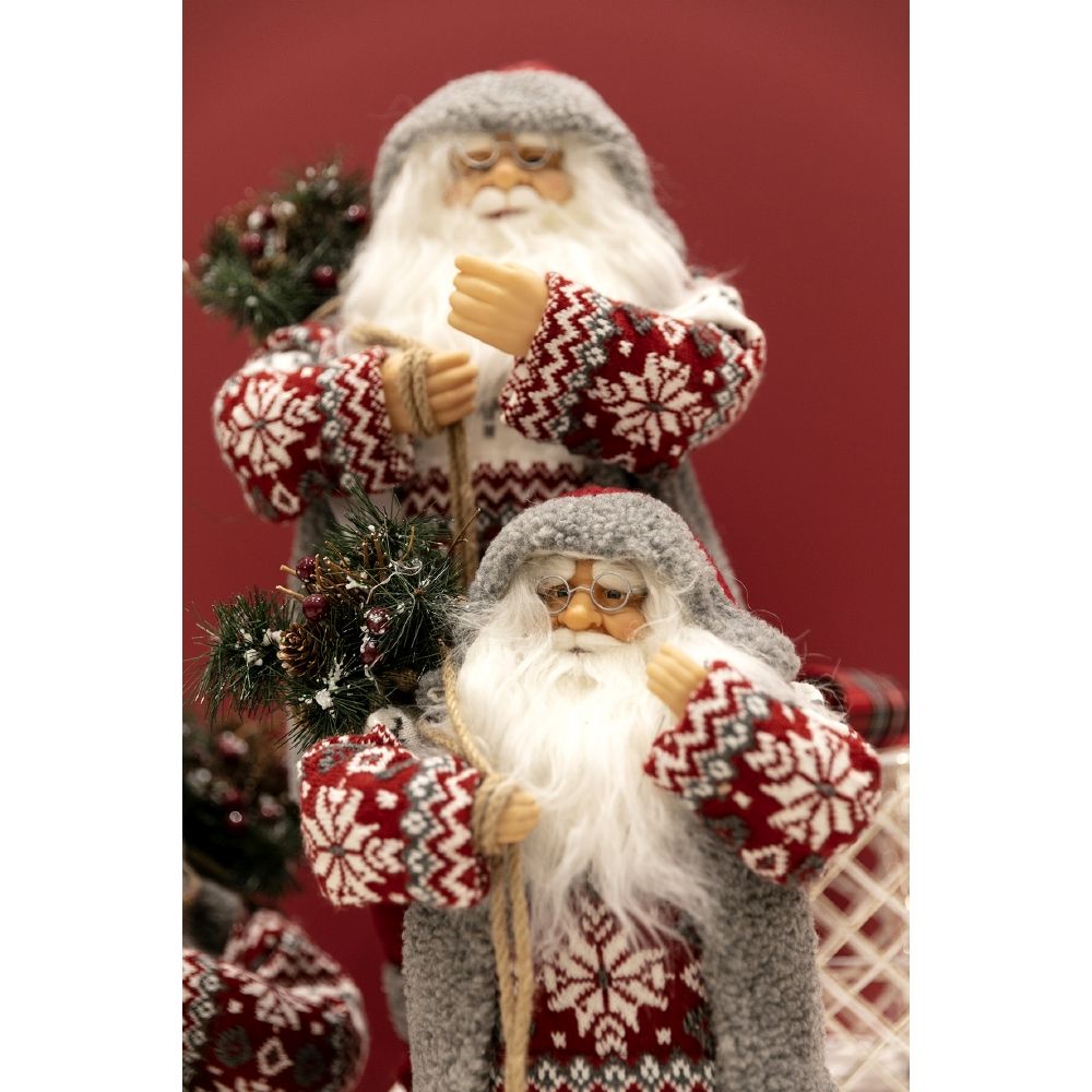 Babbo Natale 15 led cappotto in stoffa h. 80 cm, Xmas