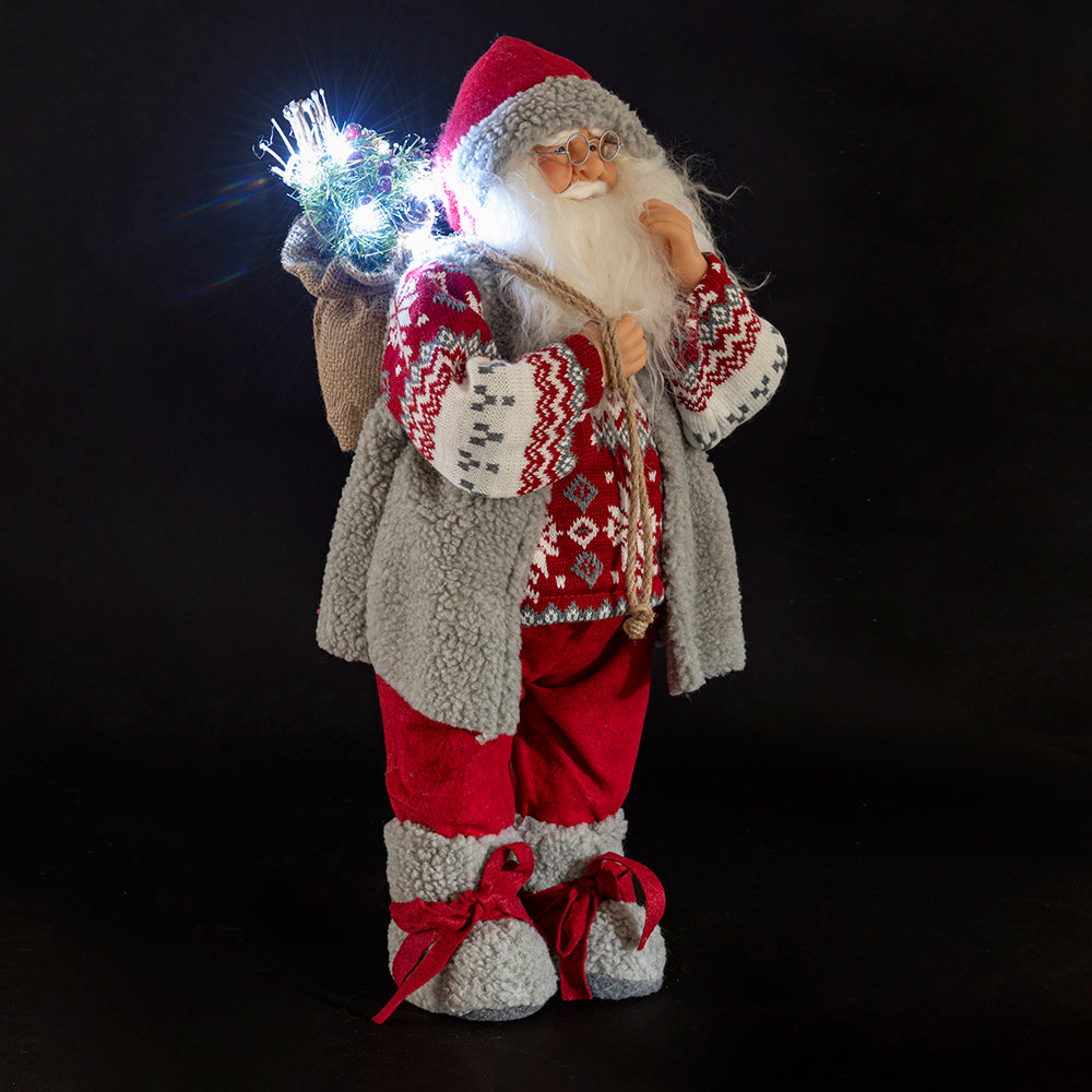 Babbo Natale 12 led cappotto in stoffa h. 62 cm, XMas