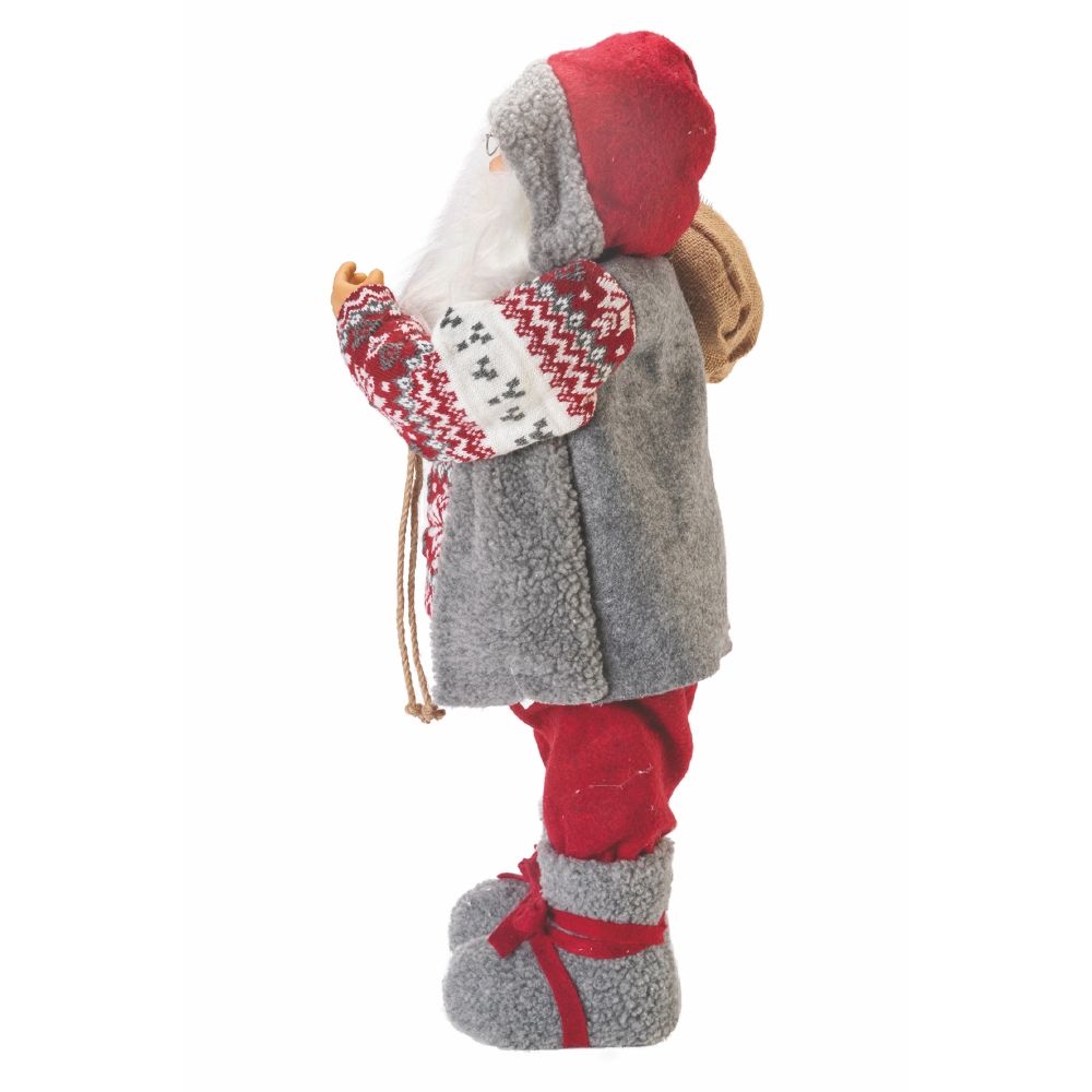 Babbo Natale 12 led cappotto in stoffa h. 62 cm, XMas