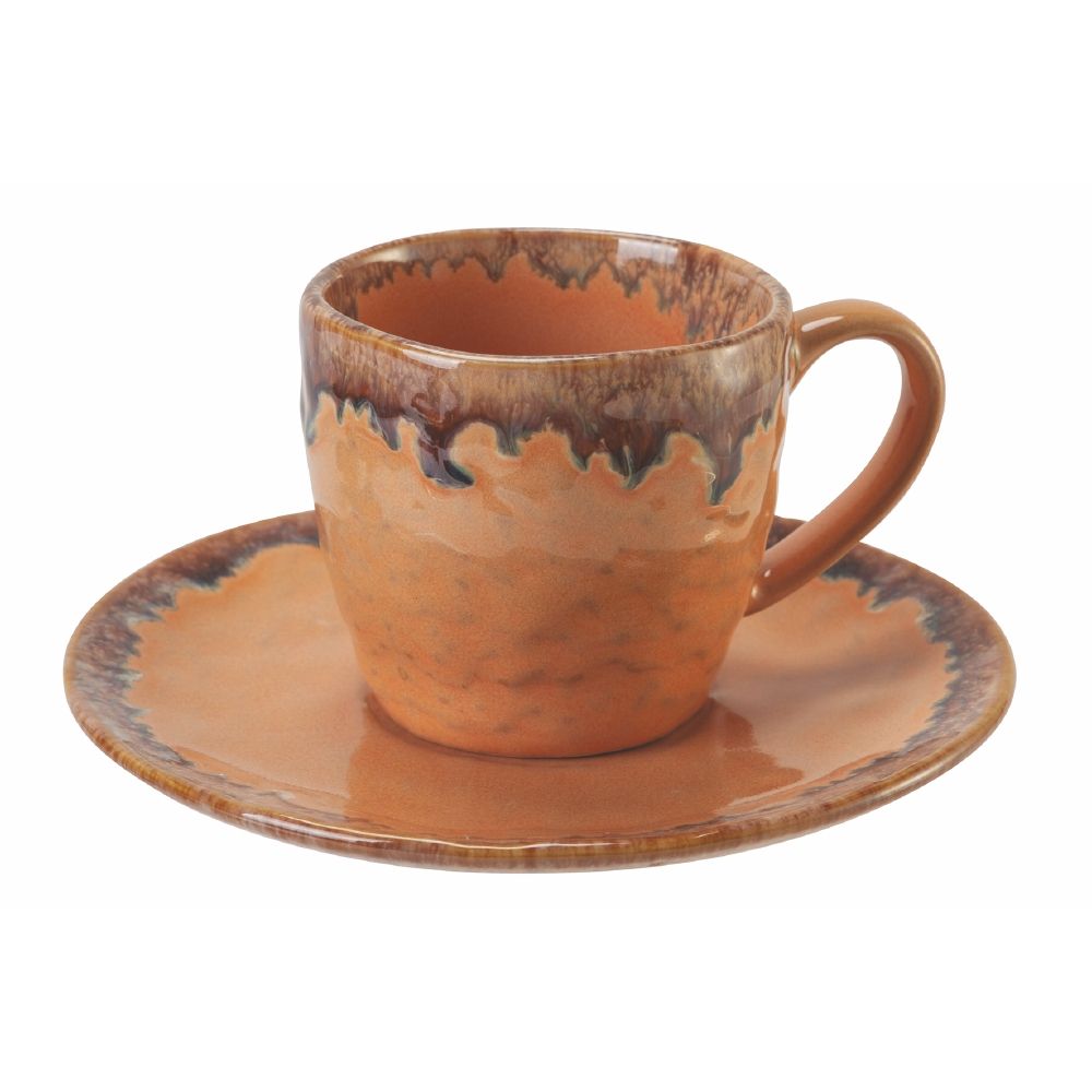 Set 6 tazzine caffè 90 ml con piattino in stoneware, Keros