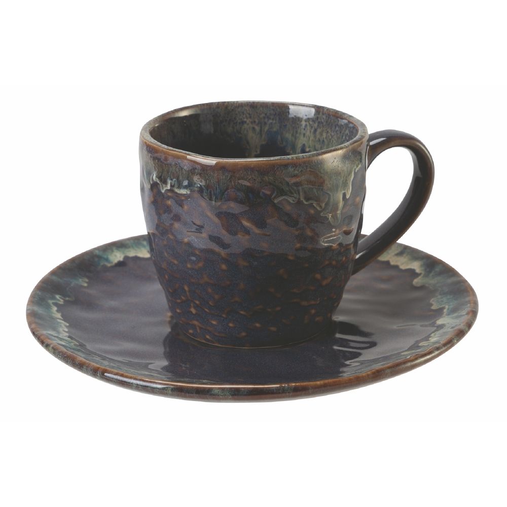 Set 6 tazzine caffè 90 ml con piattino in stoneware, Keros