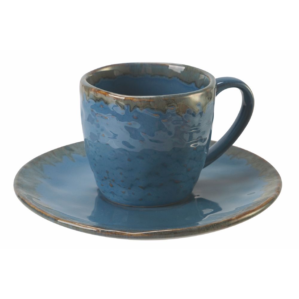 Set 6 tazzine caffè 90 ml con piattino in stoneware, Keros