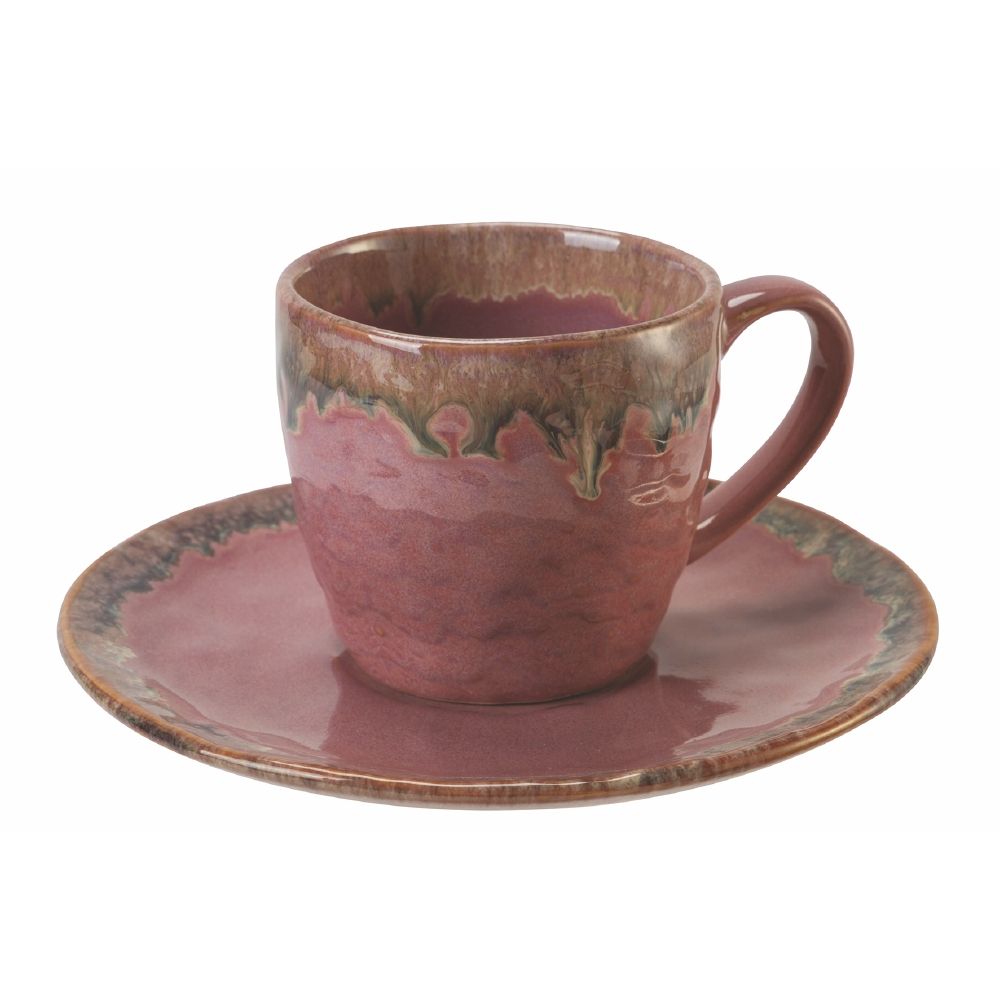 Set 6 tazzine caffè 90 ml con piattino in stoneware, Keros