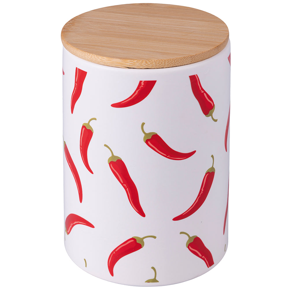 Barattolo grande 700 ml in ceramica con coperchio ermetico in bamboo Chili