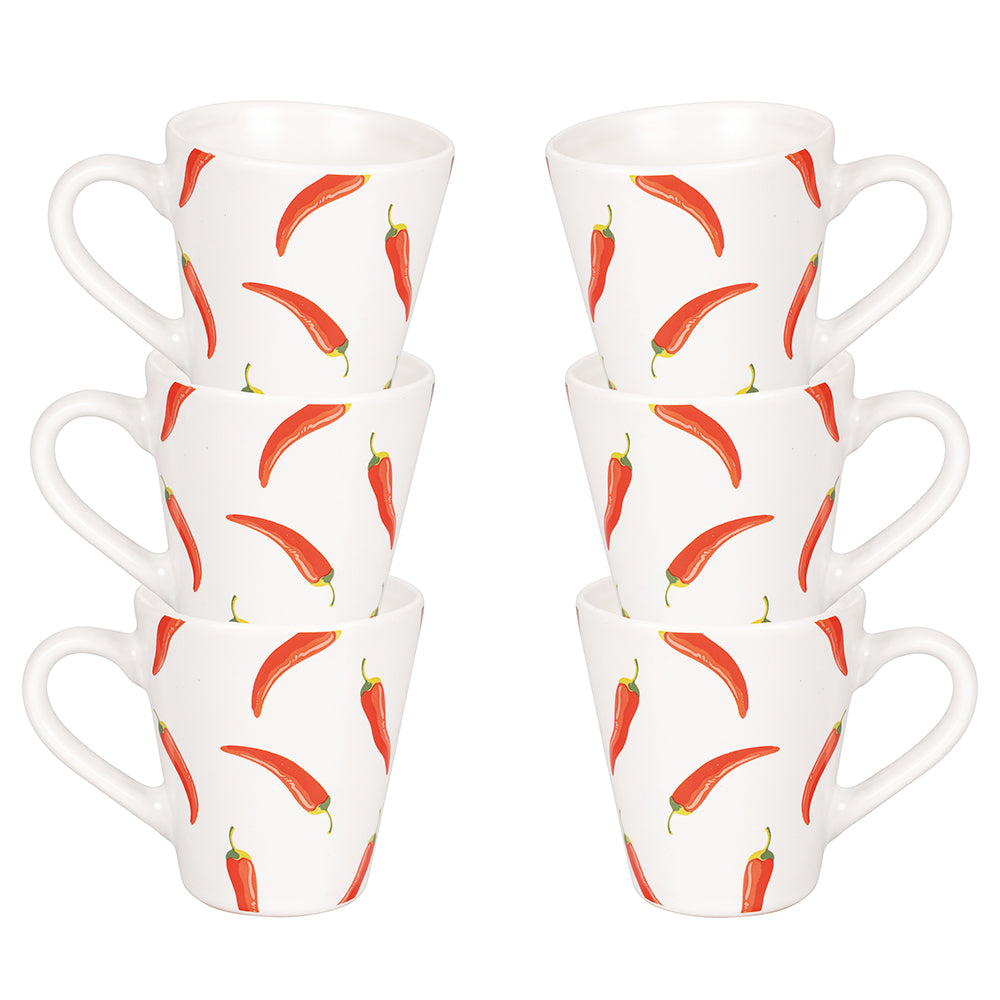 Set 6 tazzine caffè 90 ml in stoneware, Chili