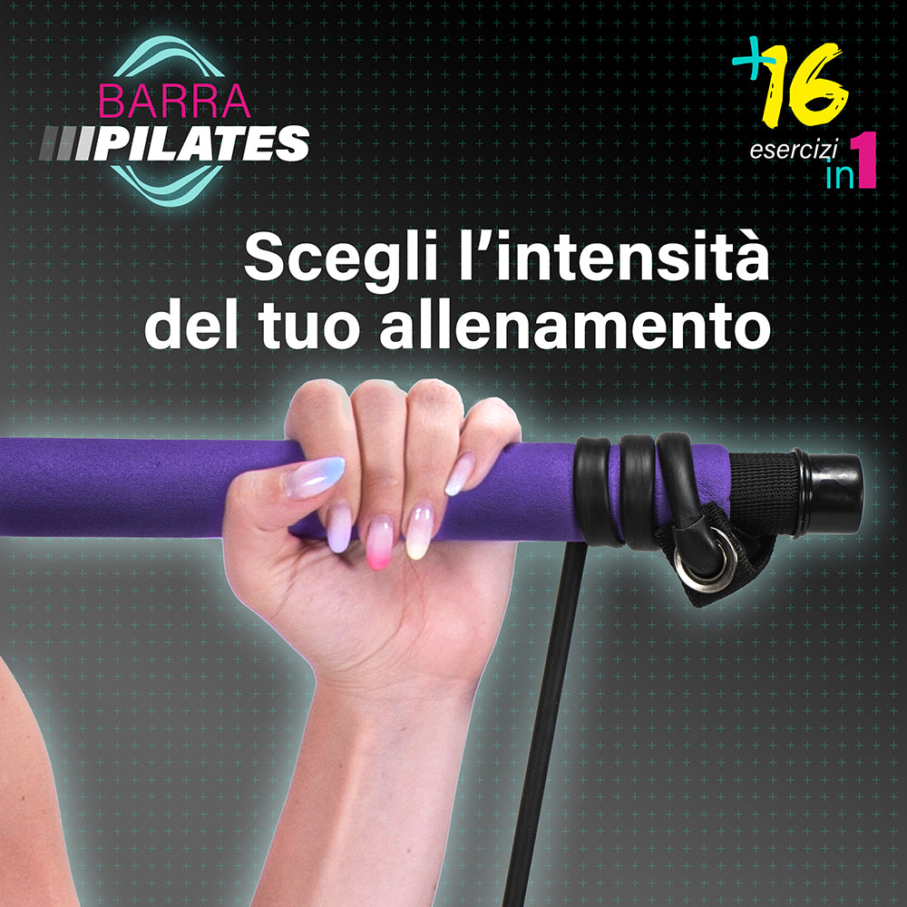 Barra Pilates multifunzione, bande elastiche, 2 impugnature per mani e piedi, Fitlover