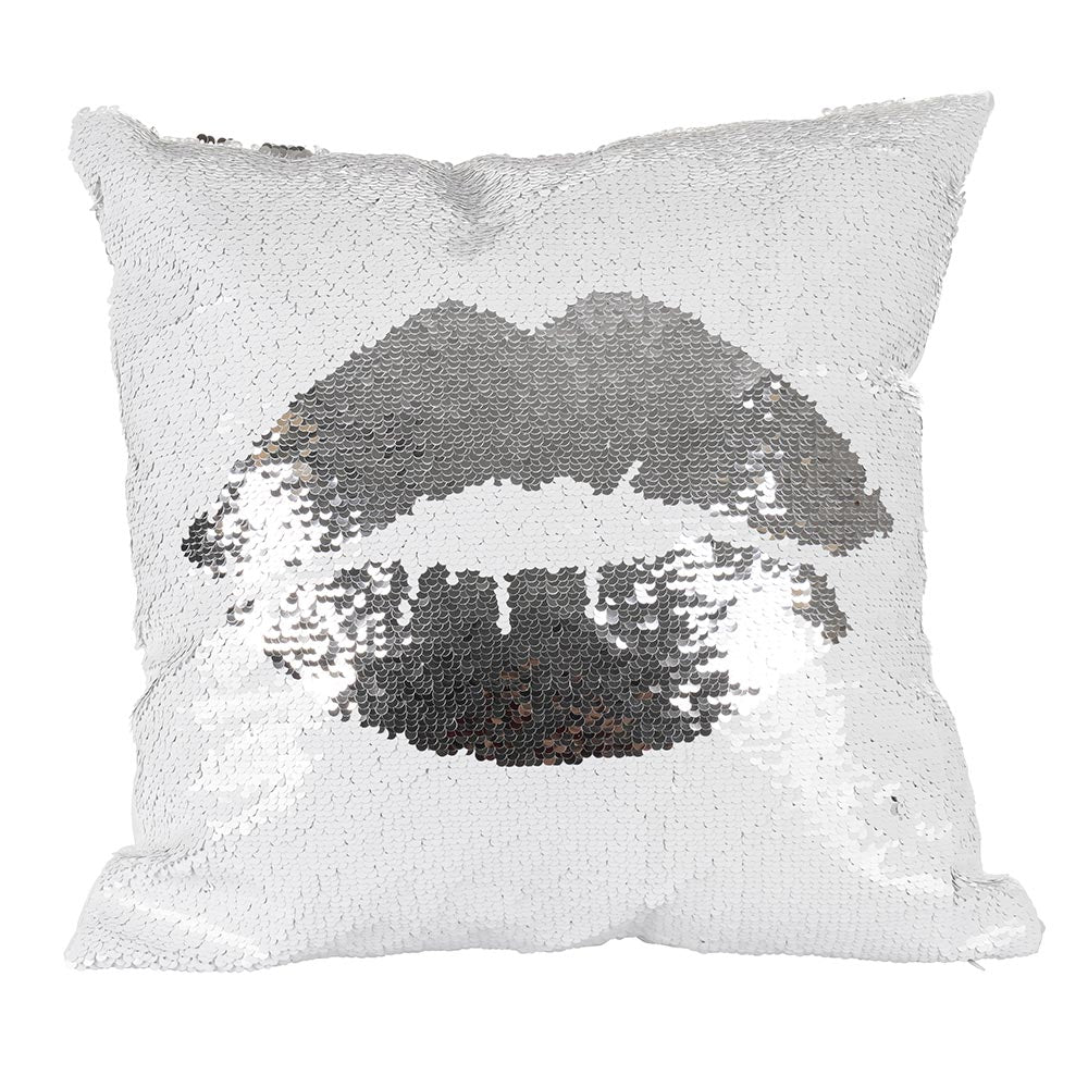 Cuscino arredo bacio 40x40 cm con paillettes, sfoderabile con zip