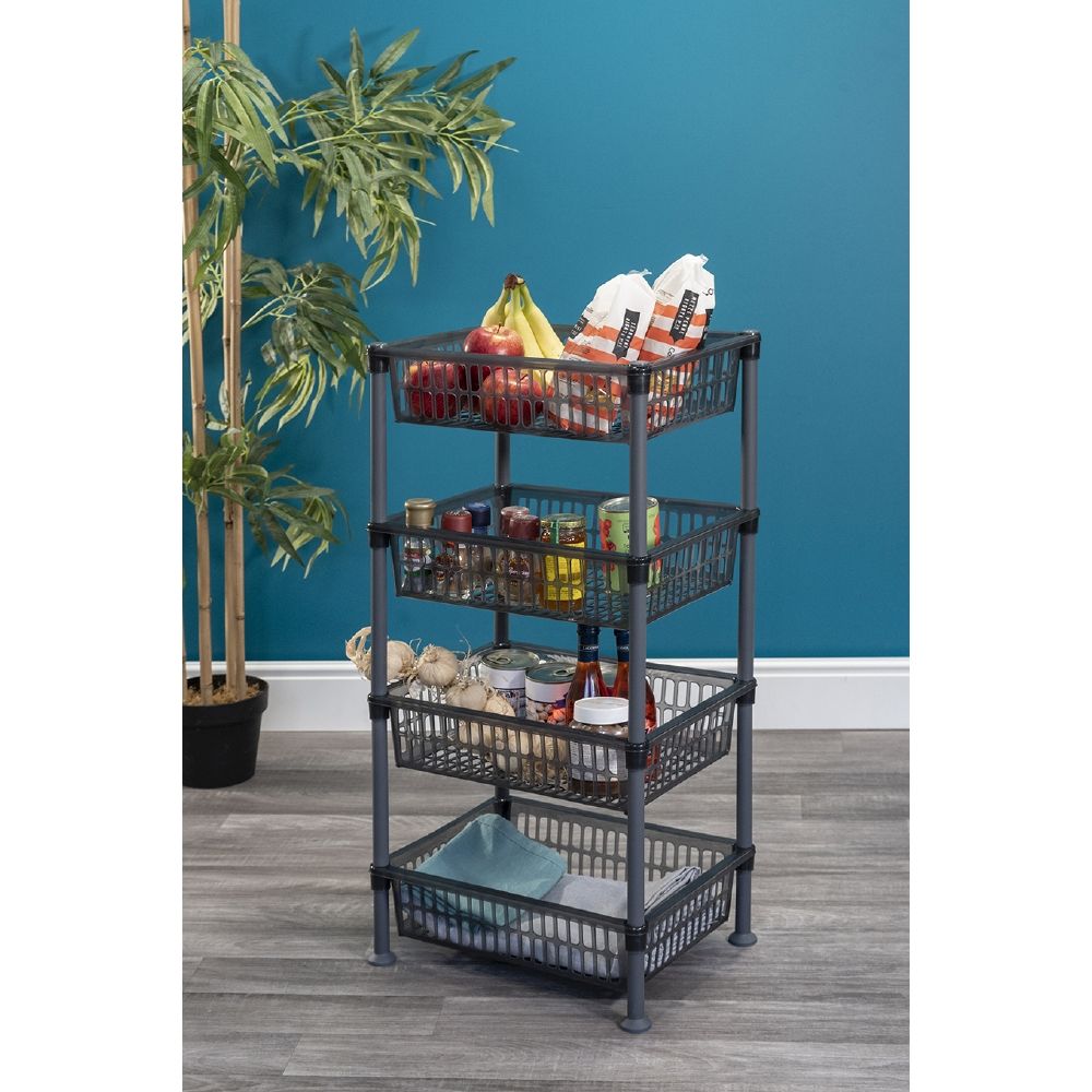 Carrello scaffaletto portafrutta da cucina a 4 ripiani 39,5x29xh80 cm Medium